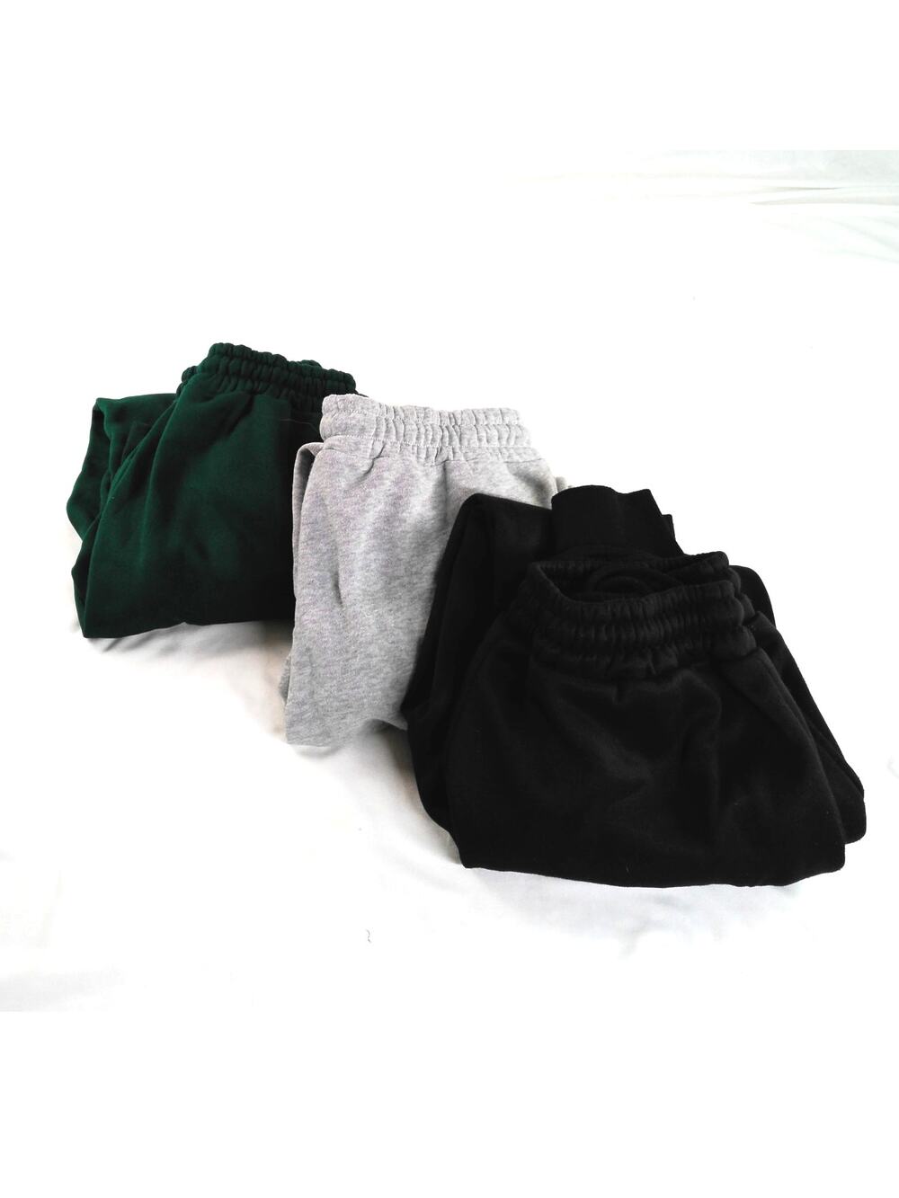 3 Pack Fleece Jogger Sweatpants Green Gray Black Elastic Waist Size Small